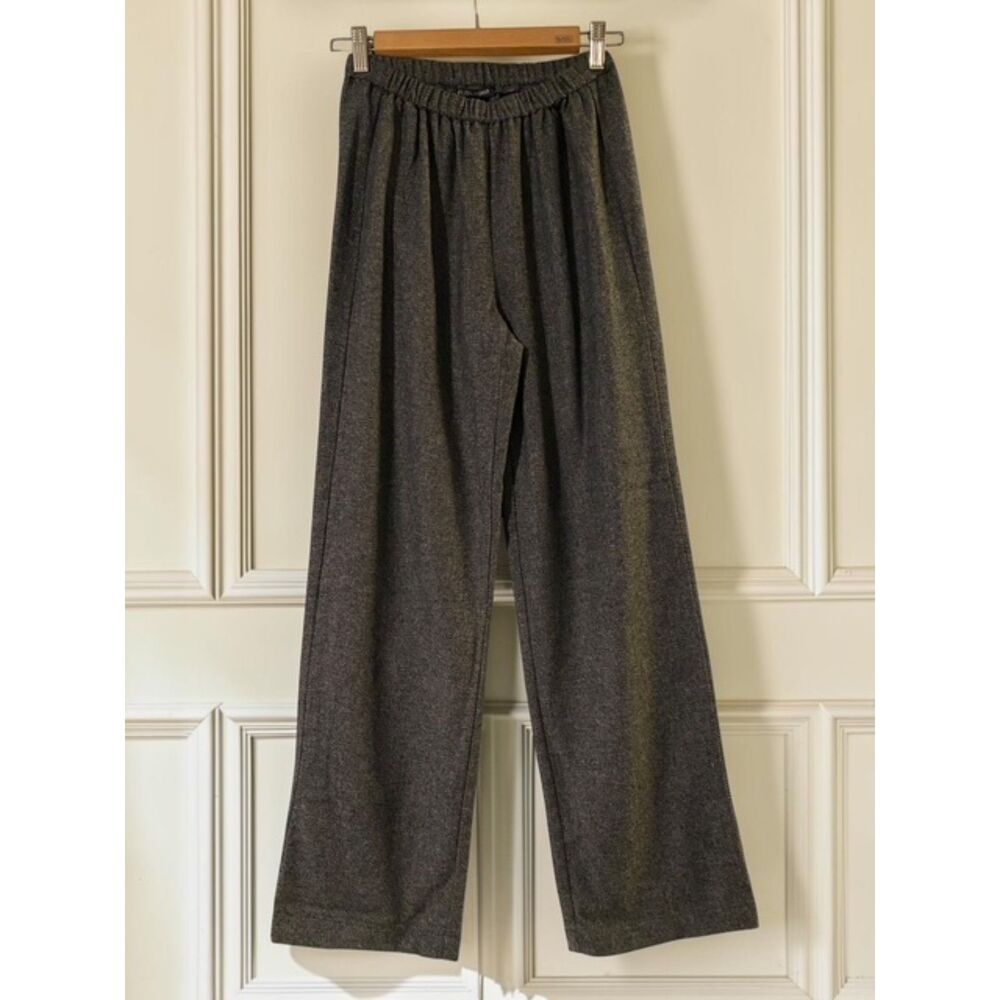 Eileen Fisher Wool Blend Wide Leg Pull On Pants Grey Tweed XXS F19DGM Minimalist